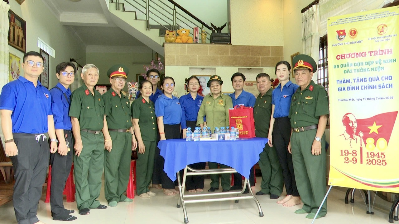 Đoàn thanh niên và Hội Cựu chiến binh phường Thủ Dầu Một tổ chức các hoạt động thiết thực nhân kỷ niệm 78 năm Ngày Thương binh - Liệt sĩ